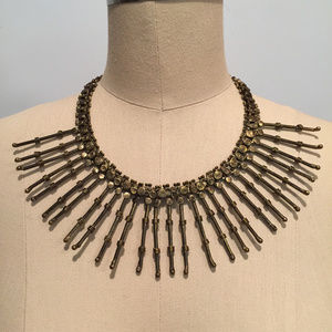 Boho bib spike necklace antique brass